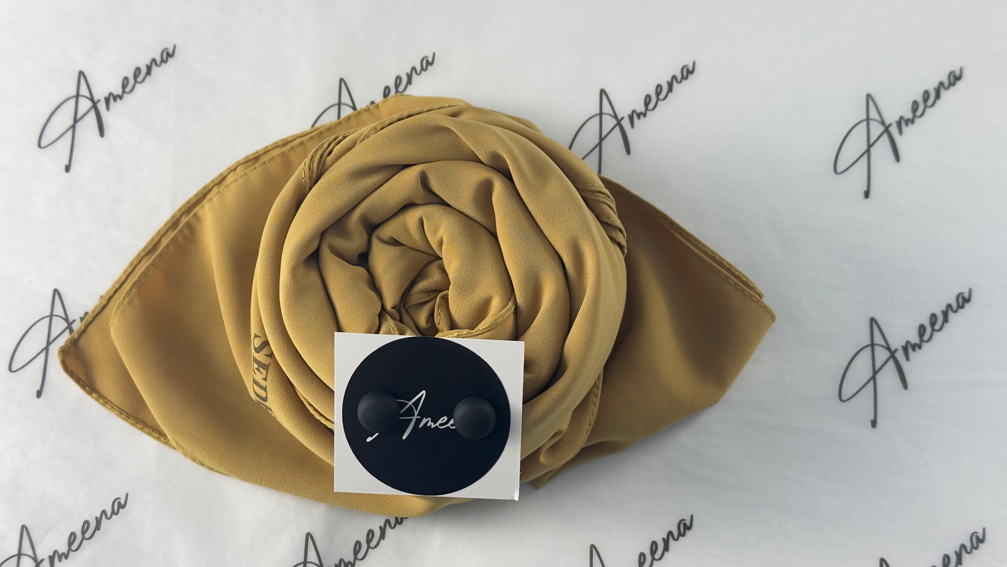 Hijab soie de médine ocre doré