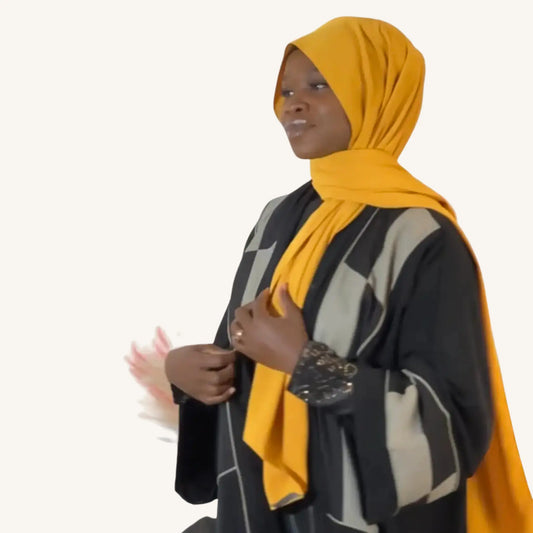 Hijab soie de Médine moutarde tendance chaleureux fluide — AMEENA boutique islamique