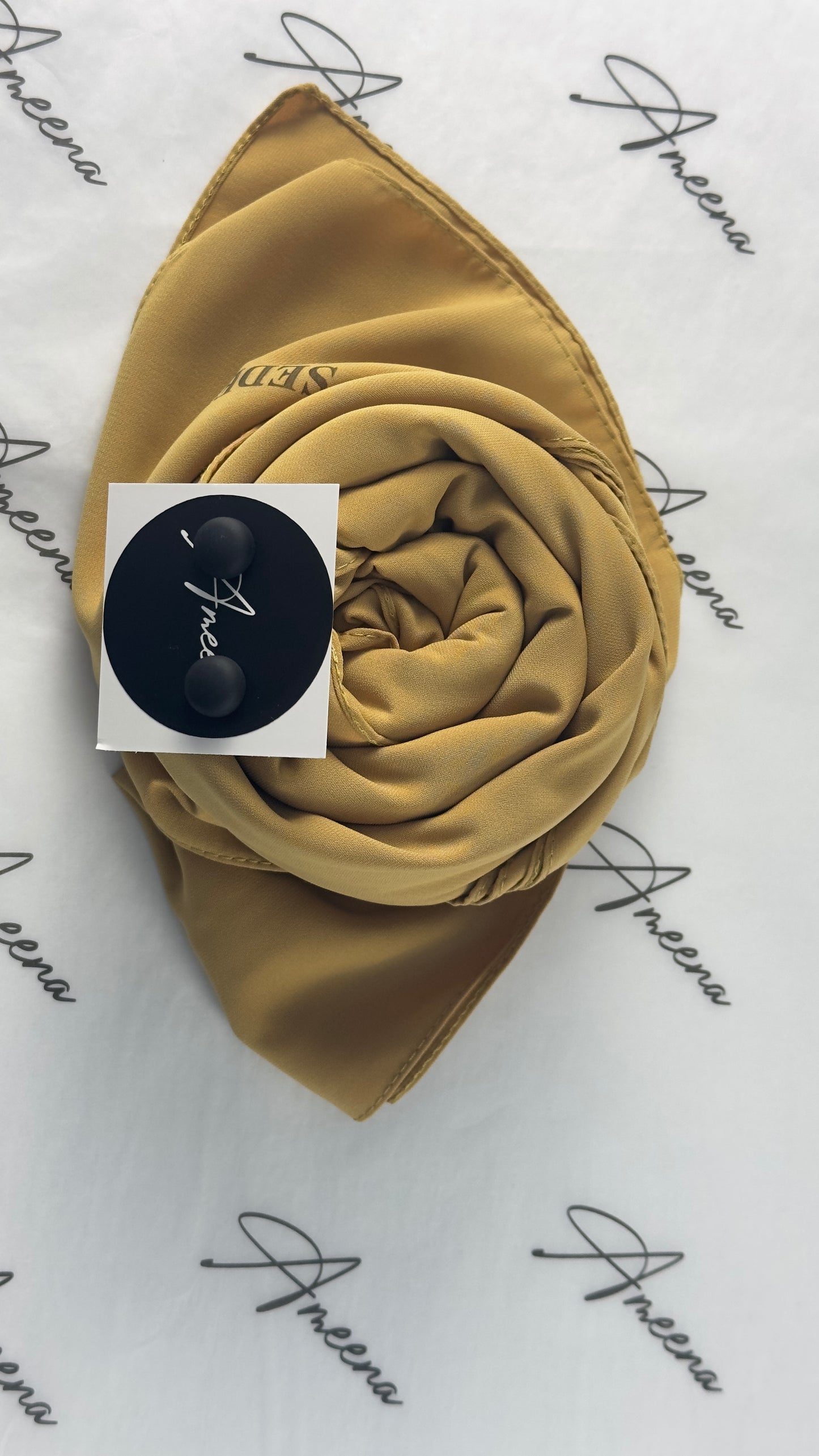 Hijab soie de médine ocre doré