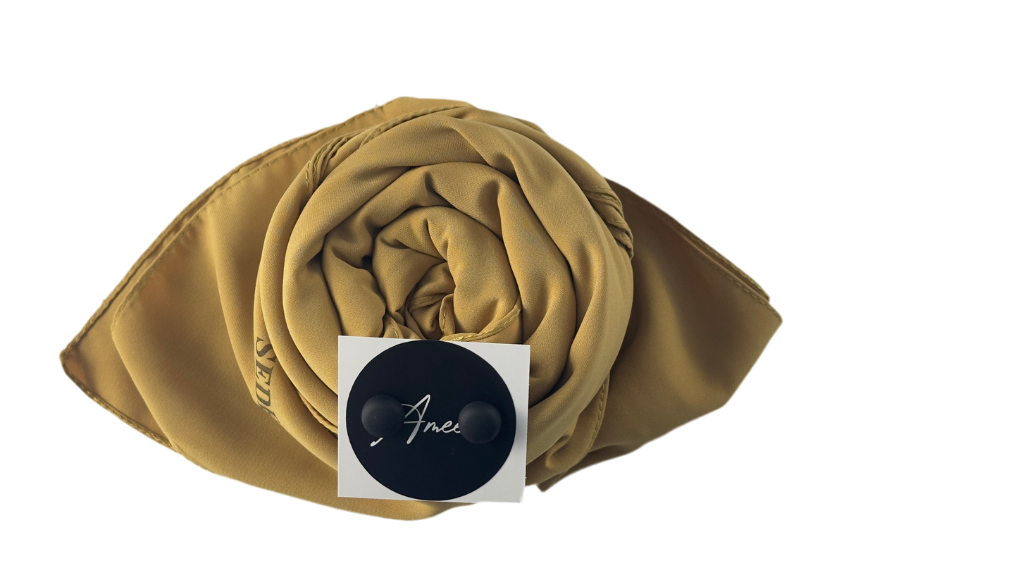 Hijab soie de médine ocre doré