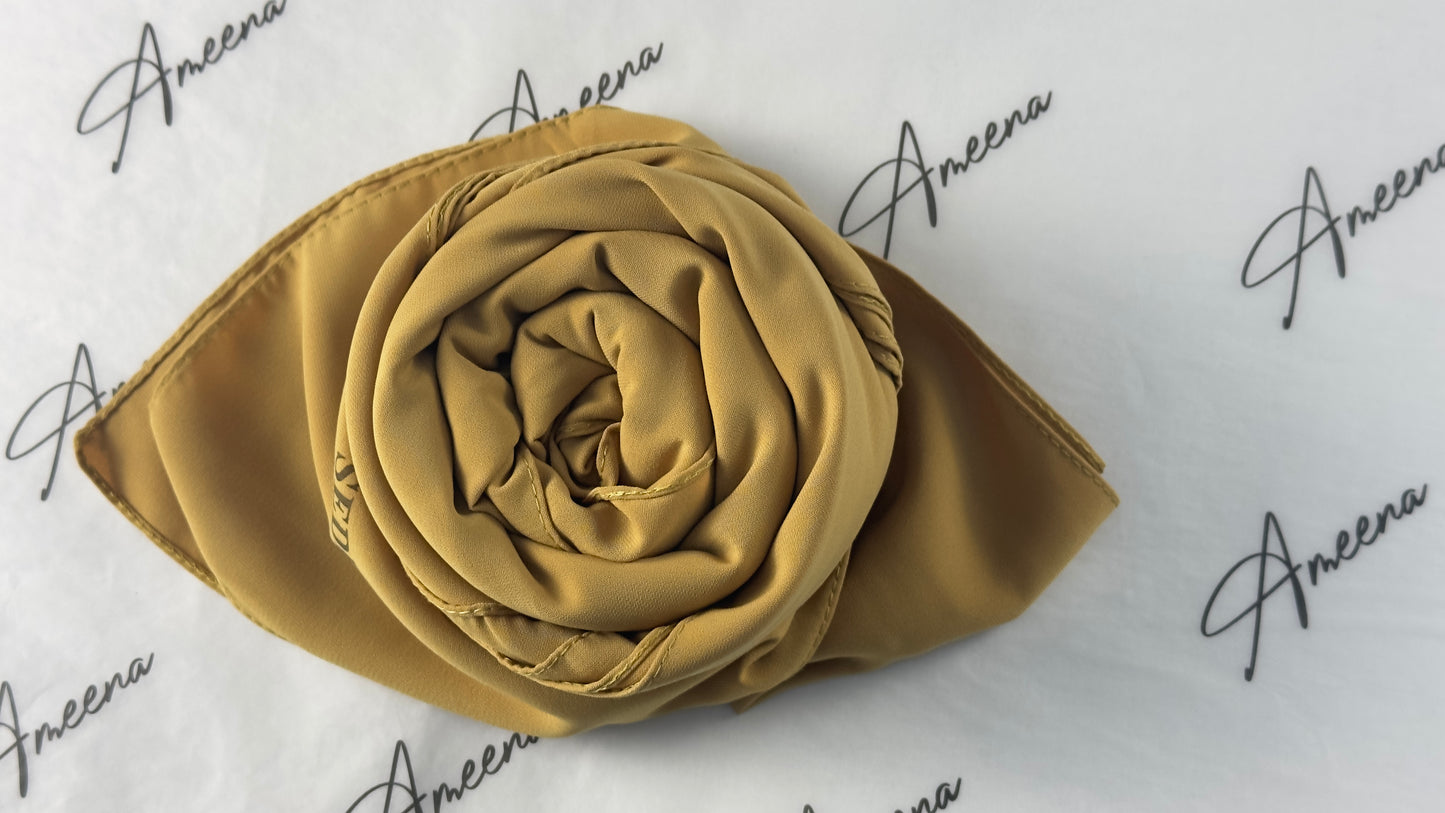 Hijab soie de médine ocre doré