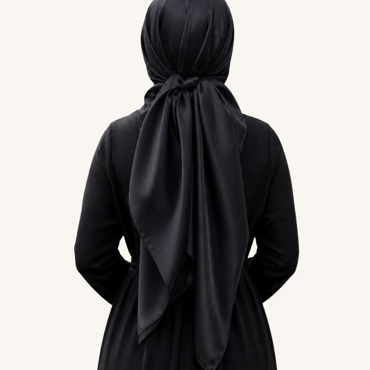 Foulard carré satiné 110x110 cm – Hijab élégant femme AMEENA