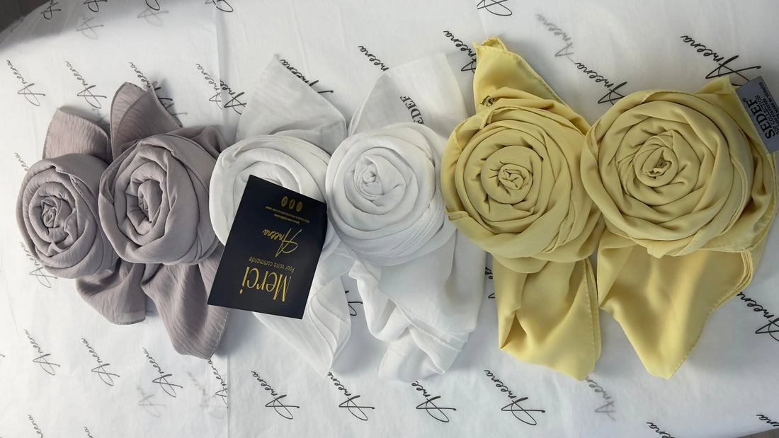 Comment plier un foulard en forme de rose AMEENA