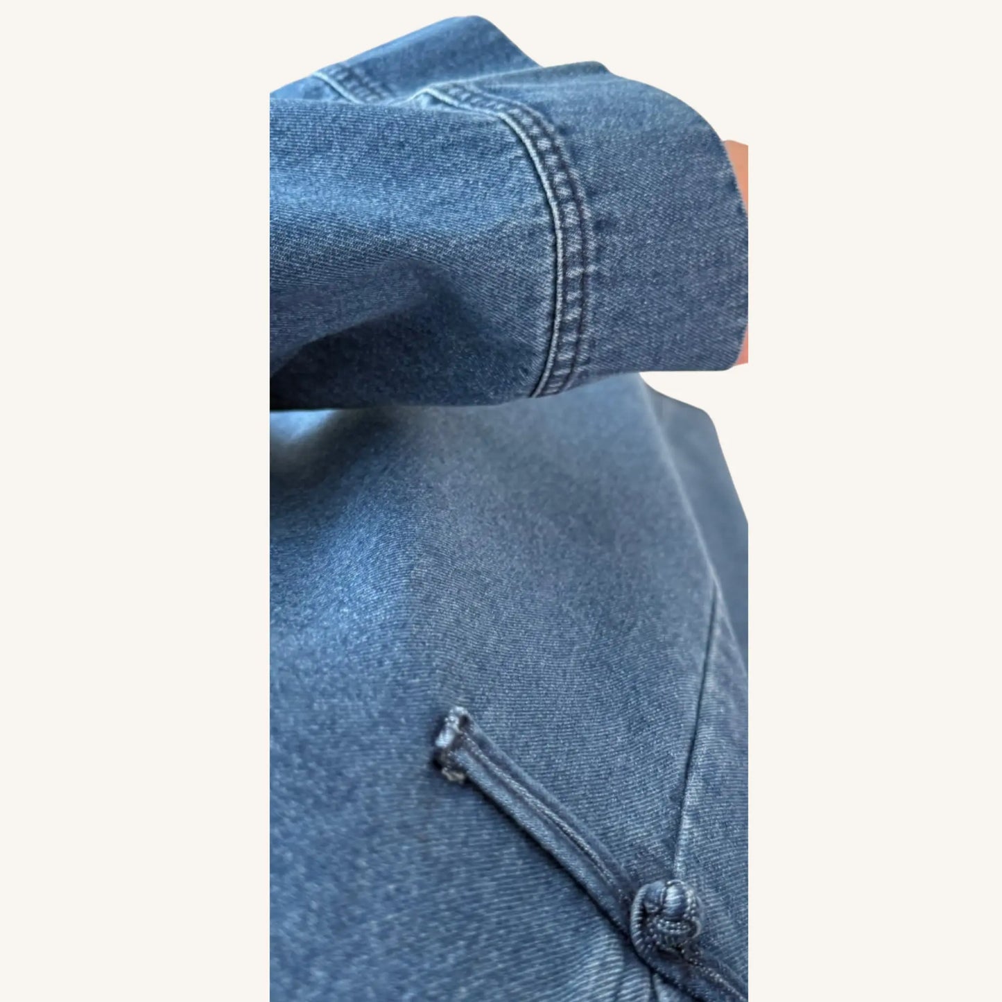 Abaya jean col asiatique — 100% coton denim | AMEENA