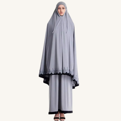 Kit prière complet Telekung tapis tasbih pochette voyage — AMEENA boutique islamique française