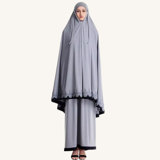 Kit prière complet Telekung tapis tasbih pochette voyage — AMEENA boutique islamique française