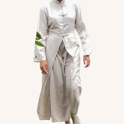 Ensemble lin col mao — Élégance naturelle | AMEENA