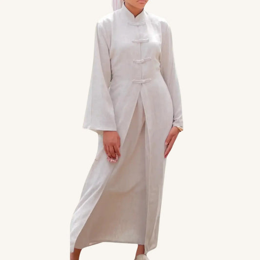 Ensemble lin col mao — Élégance naturelle | AMEENA