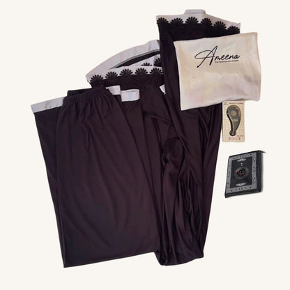 Kit prière complet Telekung tapis tasbih pochette voyage — AMEENA boutique islamique française
