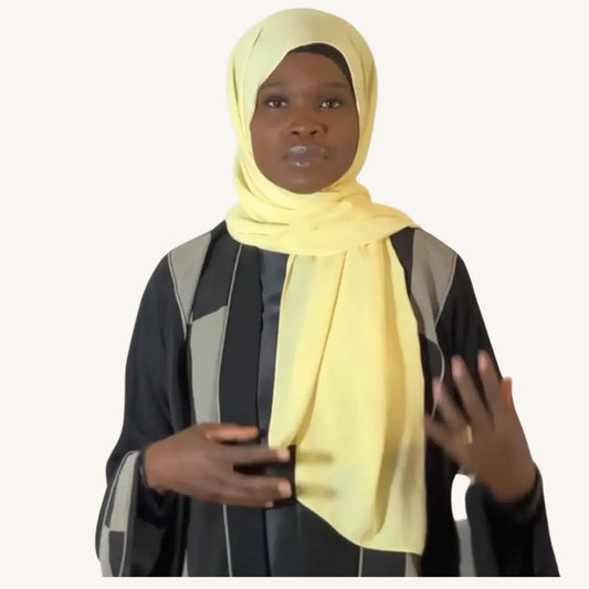 Hijab soie de Médine jaune foulard fluide lumineux — AMEENA boutique islamique française