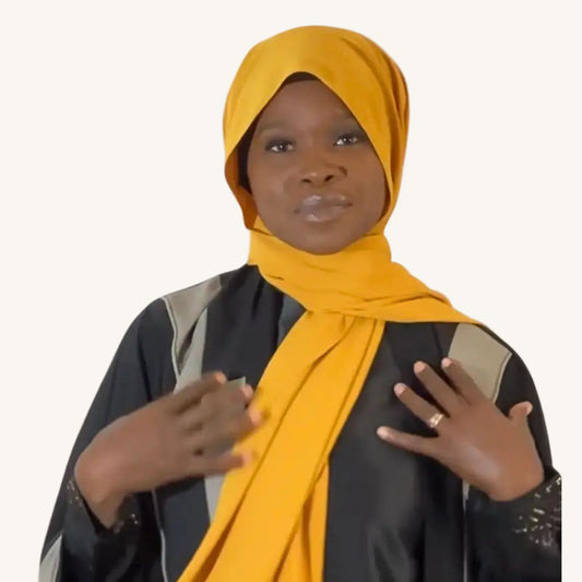 Hijab soie de Médine moutarde tendance chaleureux fluide — AMEENA boutique islamique