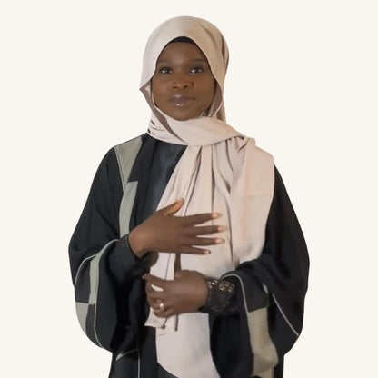 Hijab soie de Médine gris élégant sophistiqué fluide — AMEENA boutique islamique