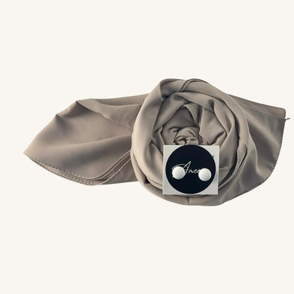 Hijab soie de Médine gris élégant sophistiqué fluide — AMEENA boutique islamique