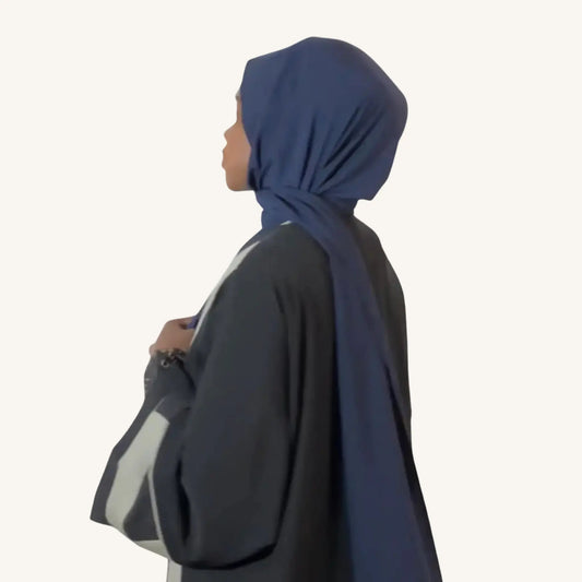 Hijab soie de Médine bleu marine classique polyvalent premium — AMEENA boutique islamique