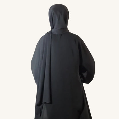 Hijab soie de Médine noir intemporel drapé luxueux fluide — AMEENA boutique islamique