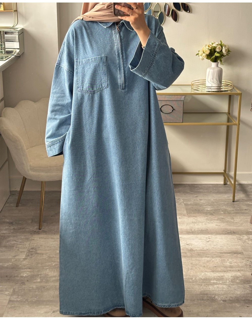 ABAYA EN JEAN 100% COTON