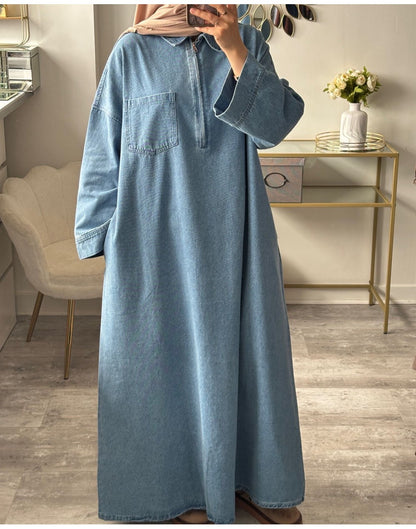 ABAYA EN JEAN 100% COTON