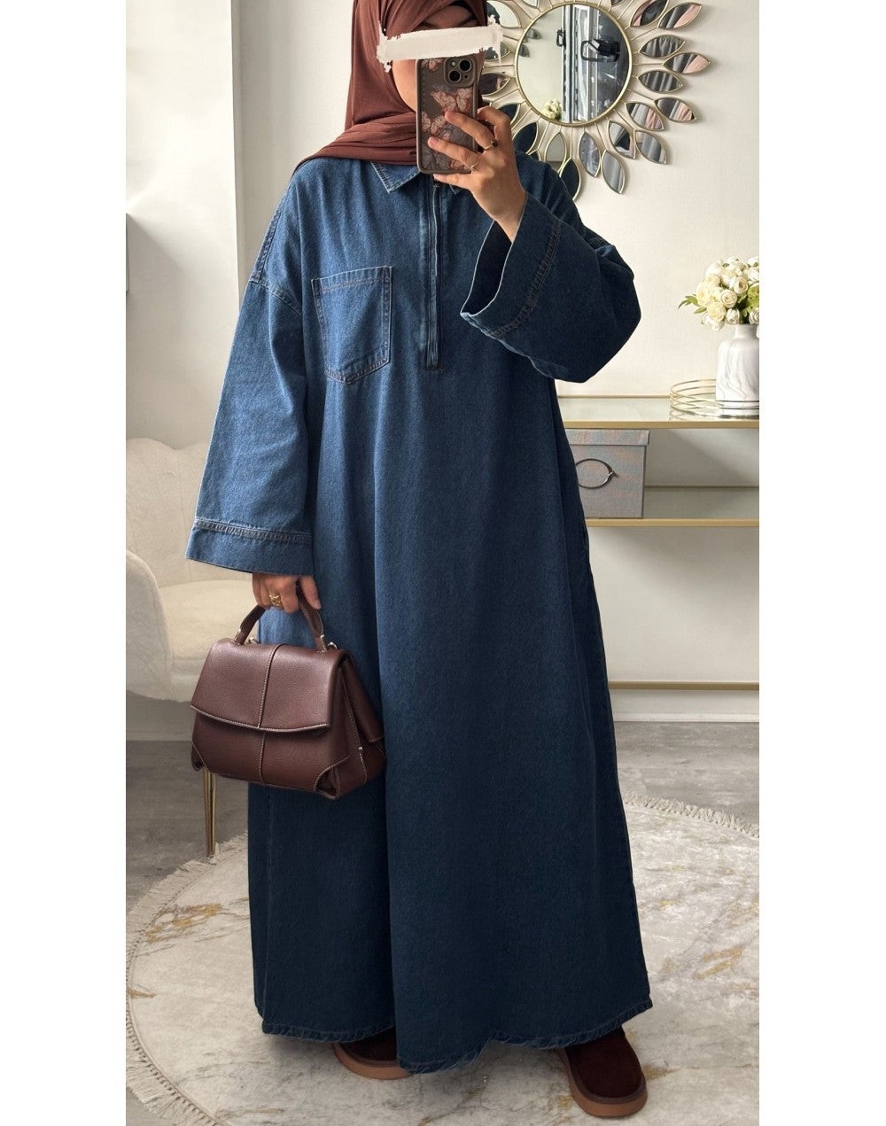 ABAYA EN JEAN 100% COTON