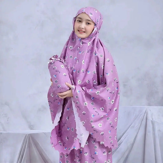 Mukena ANAK ensemble prière enfant fillette tissu doux — AMEENA boutique islamique française