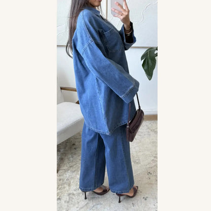 Ensemble jean pantalon haut ample coordonné mode islamique — AMEENA