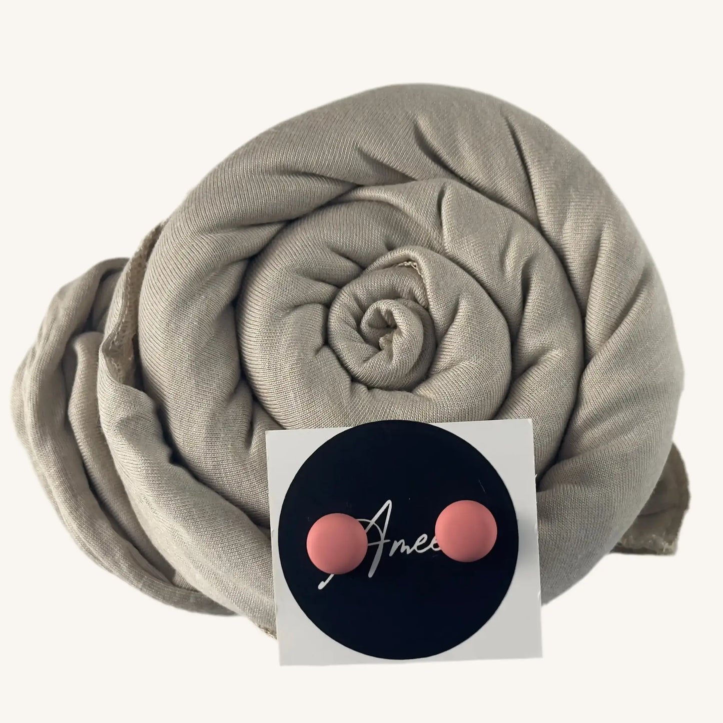 Hijab jersey coton crème lumineux extensible sans épingles — AMEENA boutique islamique