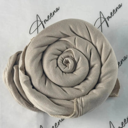 Hijab jersey coton crème lumineux extensible sans épingles — AMEENA boutique islamique