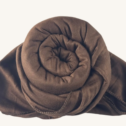 Hijab jersey coton marron chaleureux naturel extensible — AMEENA boutique islamique