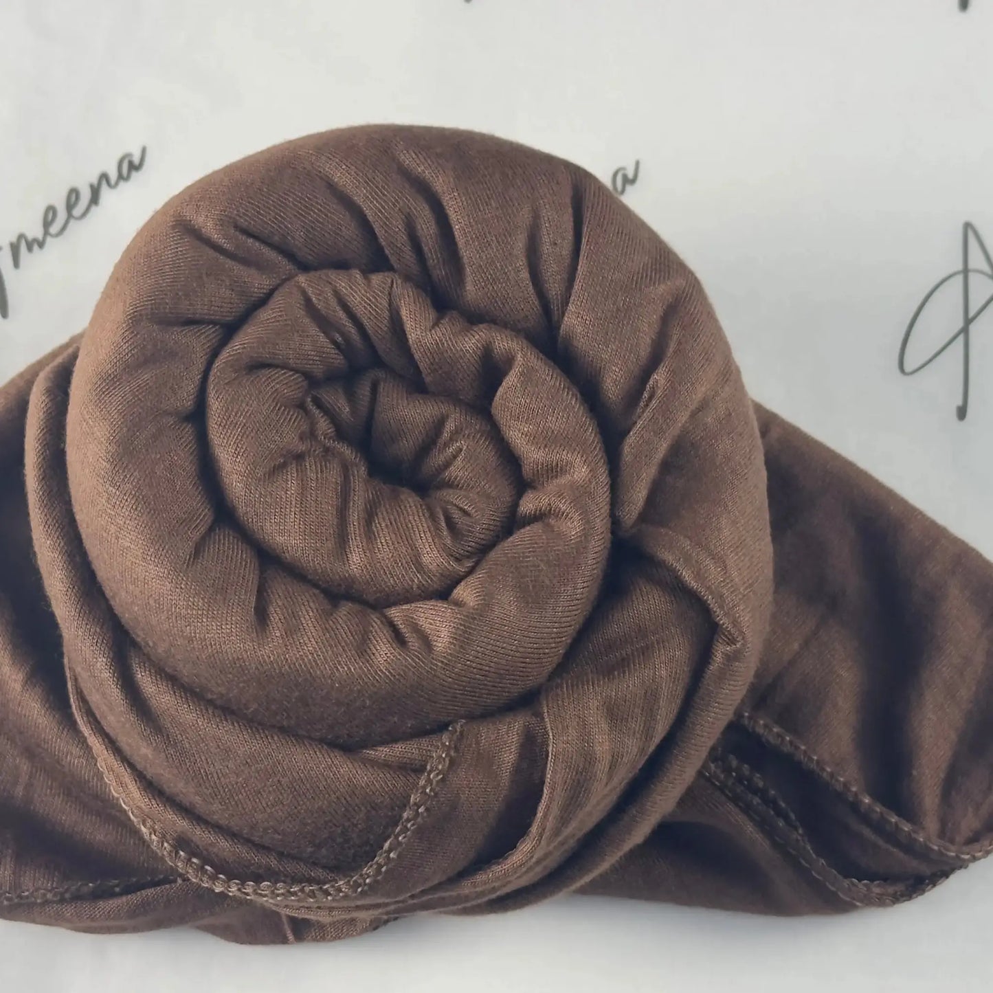 Hijab jersey coton marron chaleureux naturel extensible — AMEENA boutique islamique