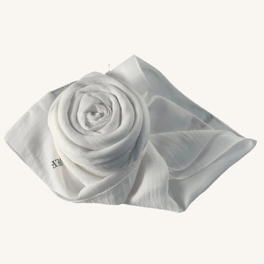 Hijab jazz premium blanc foulard aérien lumineux respirant — AMEENA boutique islamique