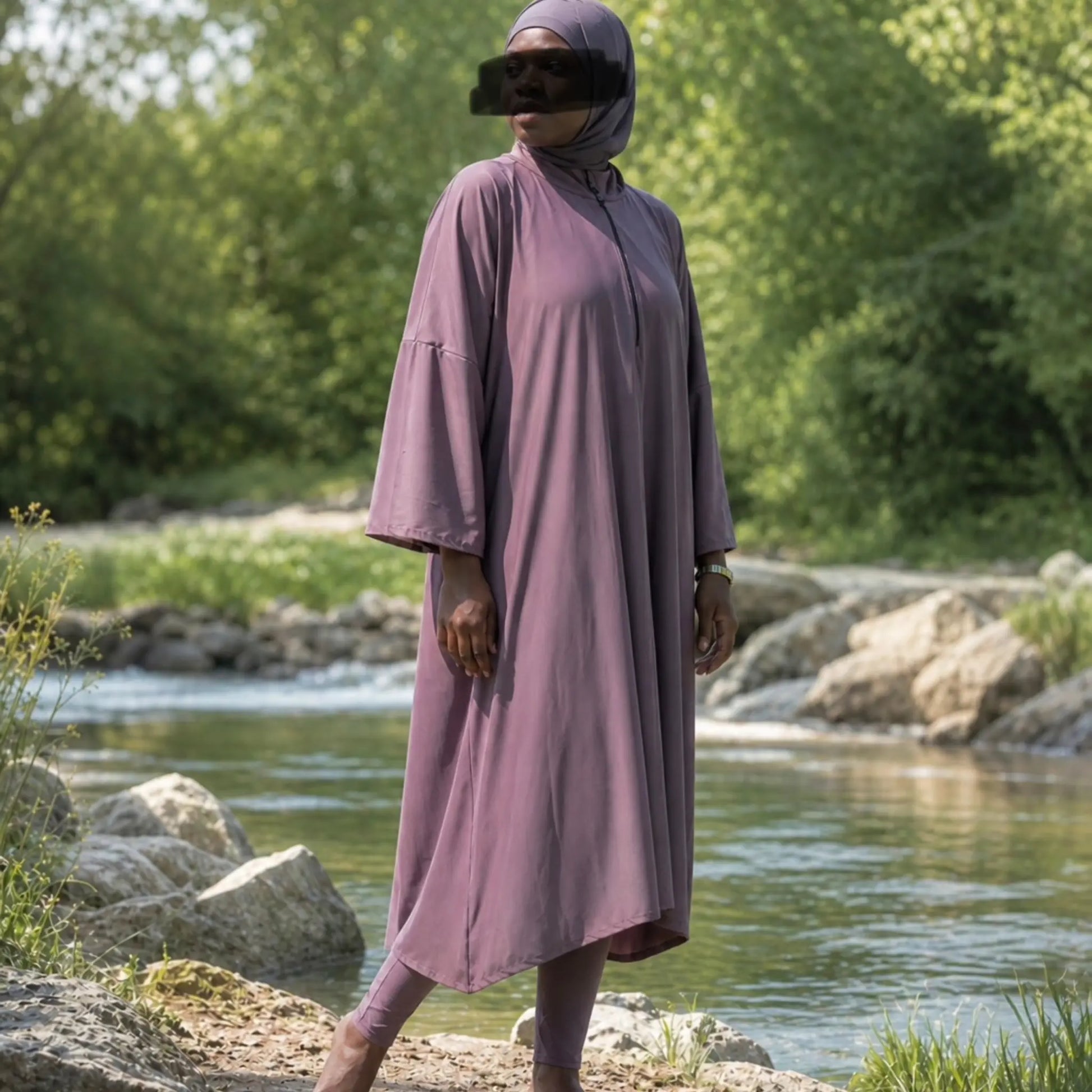 Burkini long noir couvrant – Maillot de bain pudique manches longues (Copie) AMEENA