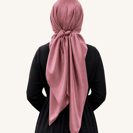 Foulard carré satiné 110x110 cm – Hijab élégant femme AMEENA