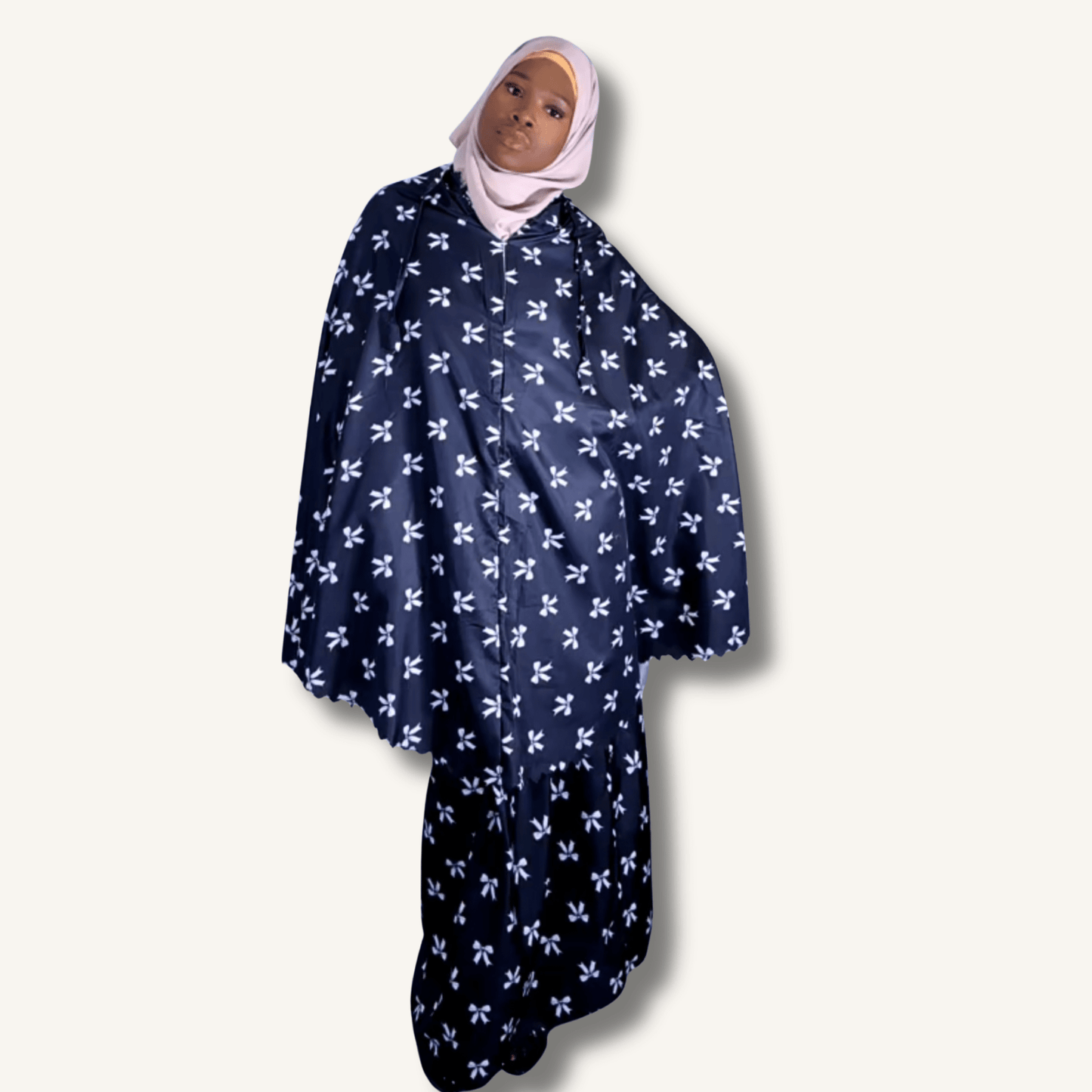 Mukena Nœuds Noir — Ensemble de prière indonésien | AMEENA