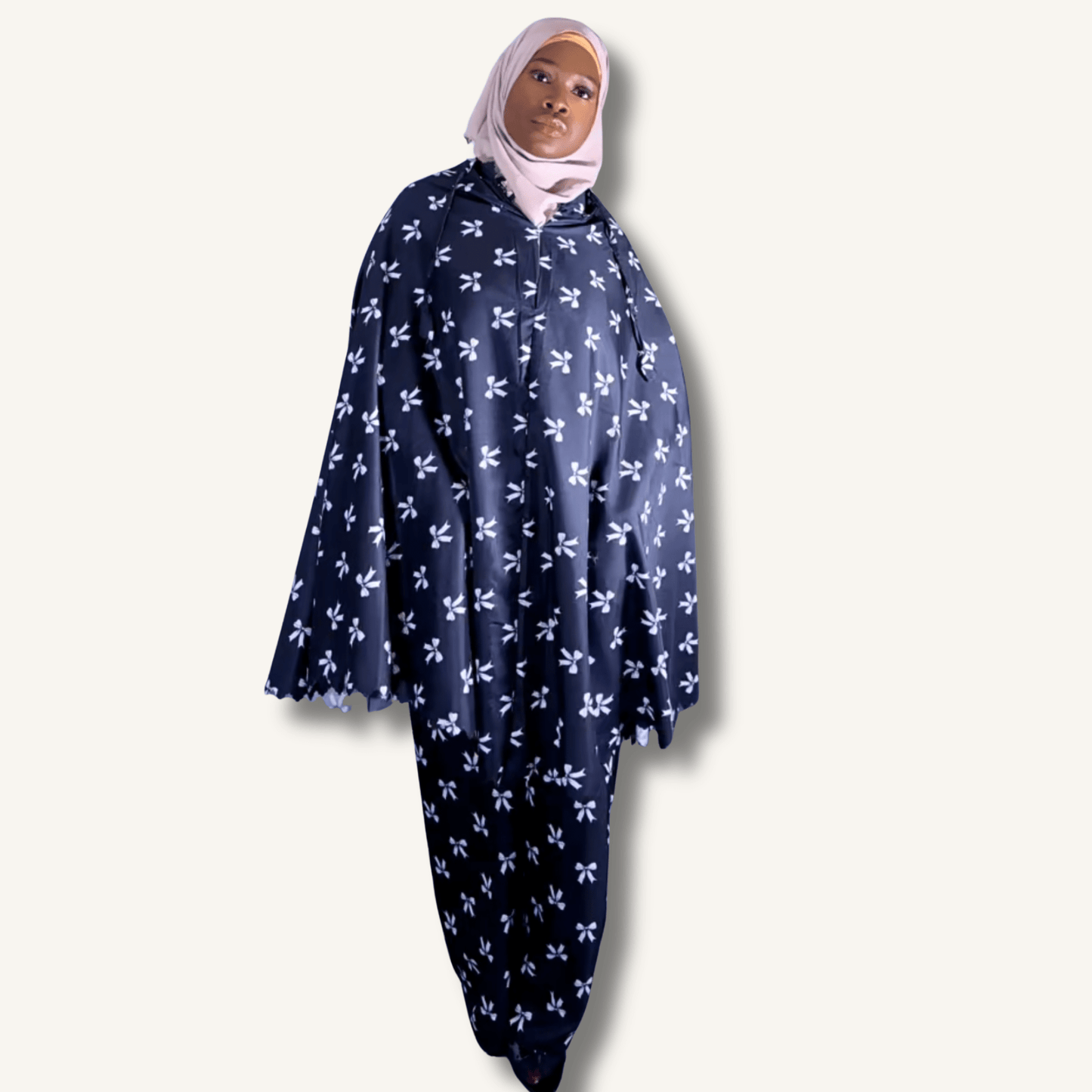 Mukena Nœuds Noir — Ensemble de prière indonésien | AMEENA