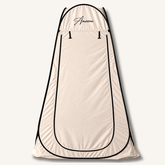 Tente de prière nomade AMEENA beige — installation en 10 secondes, tissu opaque — boutique islamique française